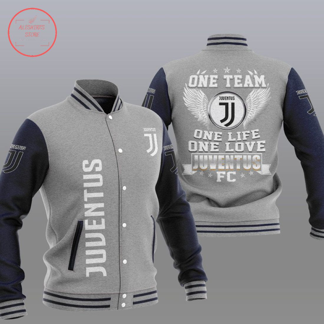 Juventus One Team Varsity Baseball Jacket for Men & Women | Soccer Team Fan Gift