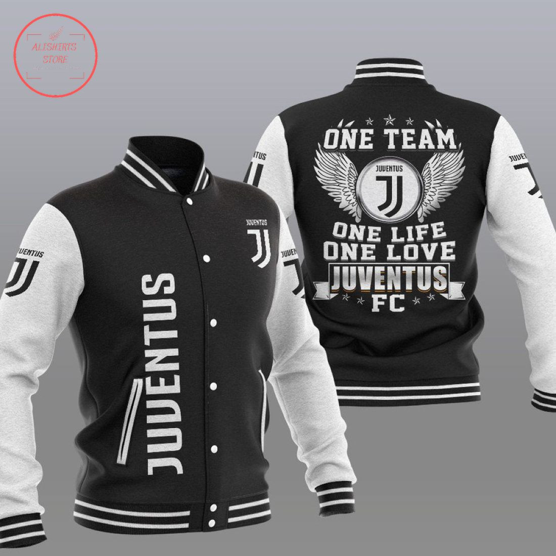 Juventus One Team Varsity Baseball Jacket for Men & Women | Soccer Team Fan Gift