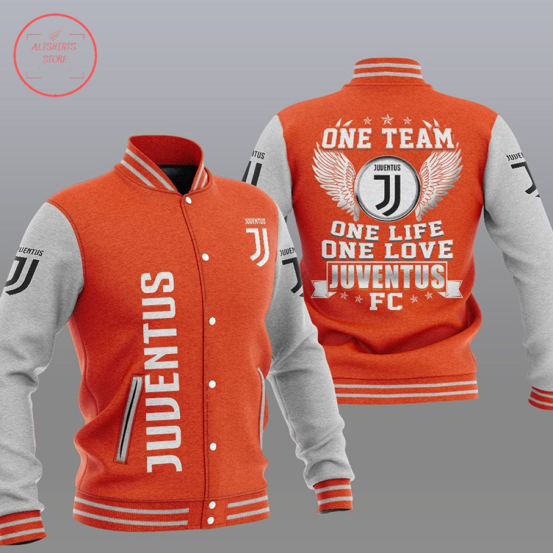 Juventus One Team Varsity Baseball Jacket for Men & Women | Soccer Team Fan Gift