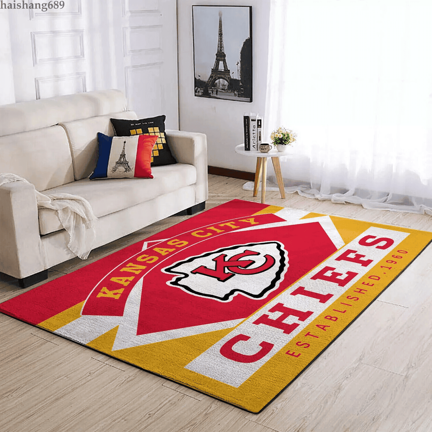 Kansas City Chiefs Anti-skid Rectangle Area Rug – Full Print Carpet For Living Room & Bedroom Home Decor