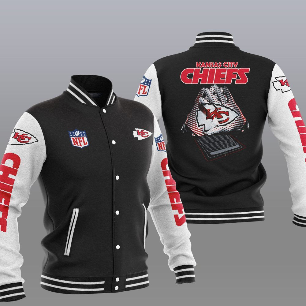 Kansas City Chiefs Black White Varsity Baseball Jacket for Men & Women | NFL Team Fan Gift