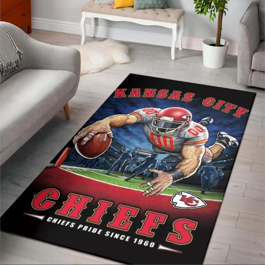 Kansas City Chiefs Chiefs Pride Since 1960 Rectangle Area Rug – Full Print Carpet For Living Room & Bedroom Home Decor