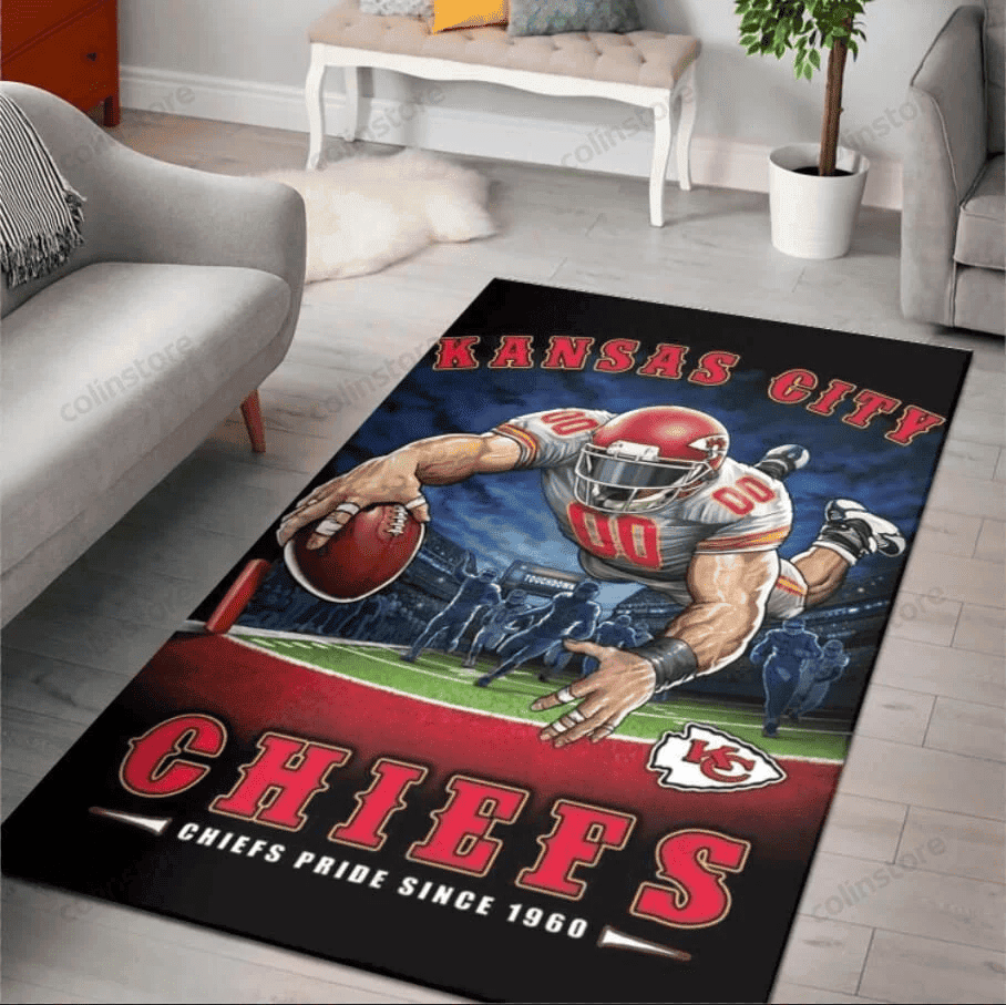 Kansas City Chiefs Chiefs Pride Since 1960 Rectangle Area Rug – Full Print Carpet For Living Room & Bedroom Home Decor