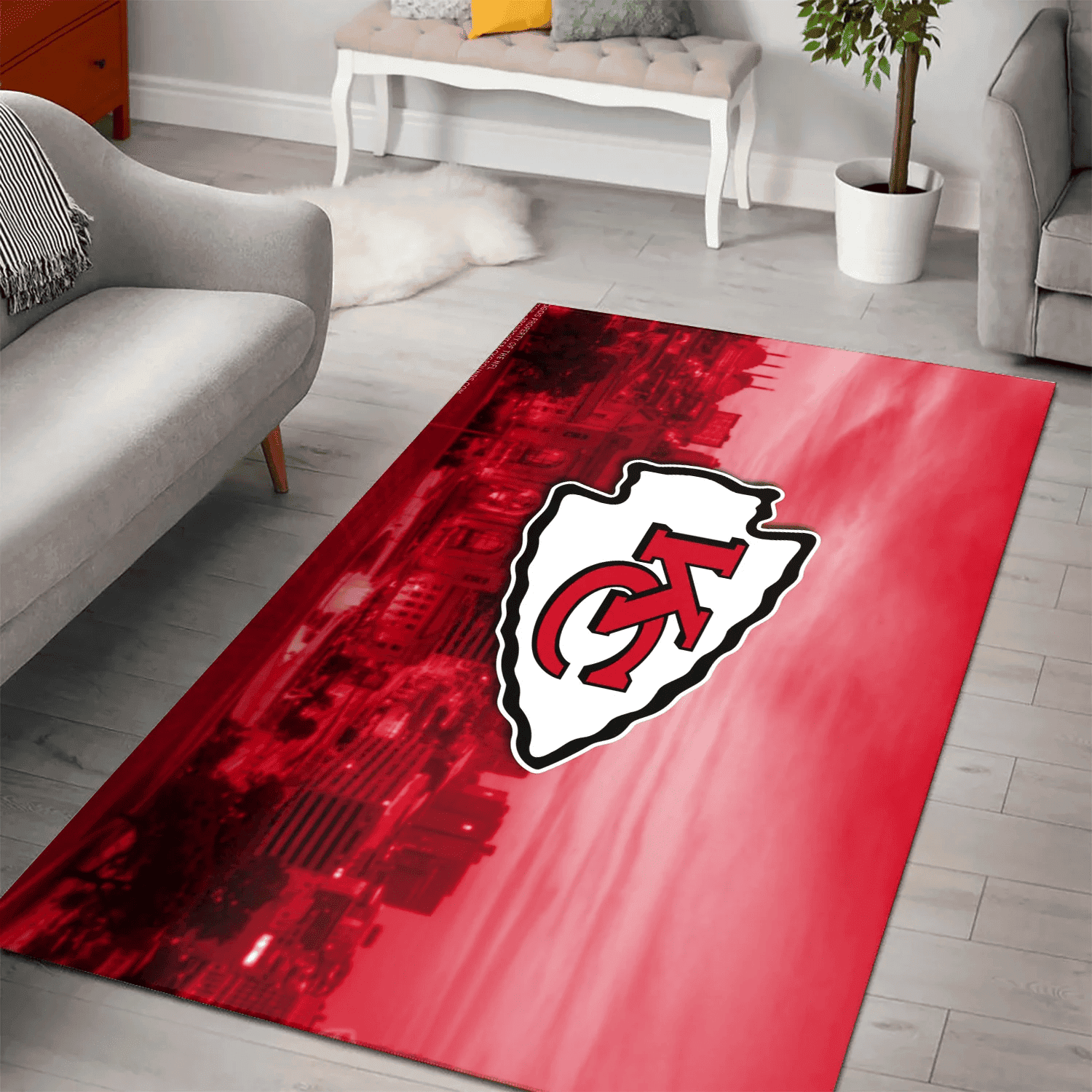 Kansas City Chiefs City 3D Full Print Rectangle Area Rug – Full Print Carpet For Living Room & Bedroom Home Decor