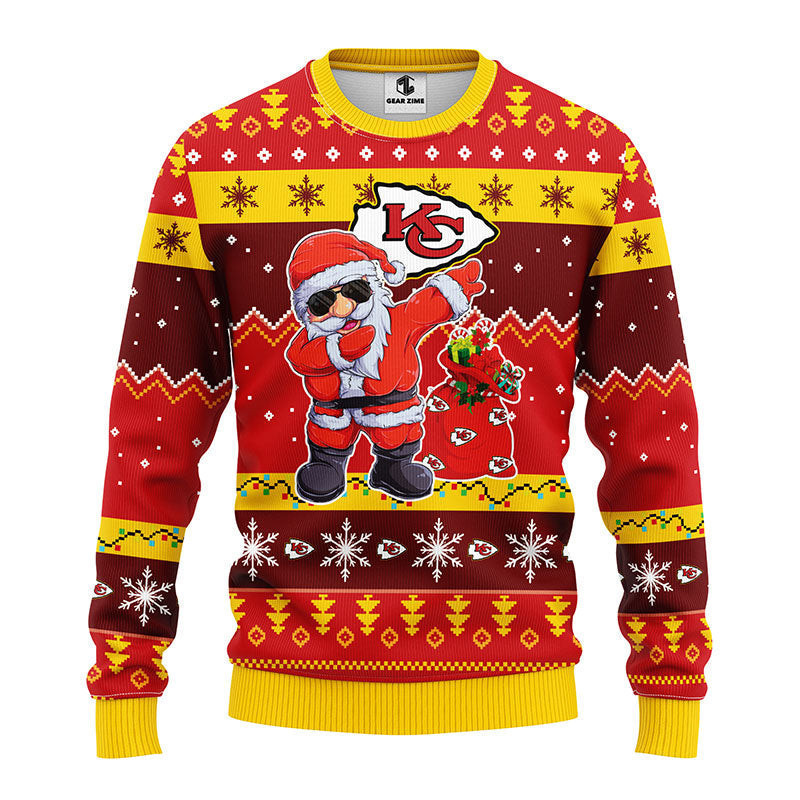 Kansas City Chiefs Dabbing Santa Claus Ugly Christmas Sweater,