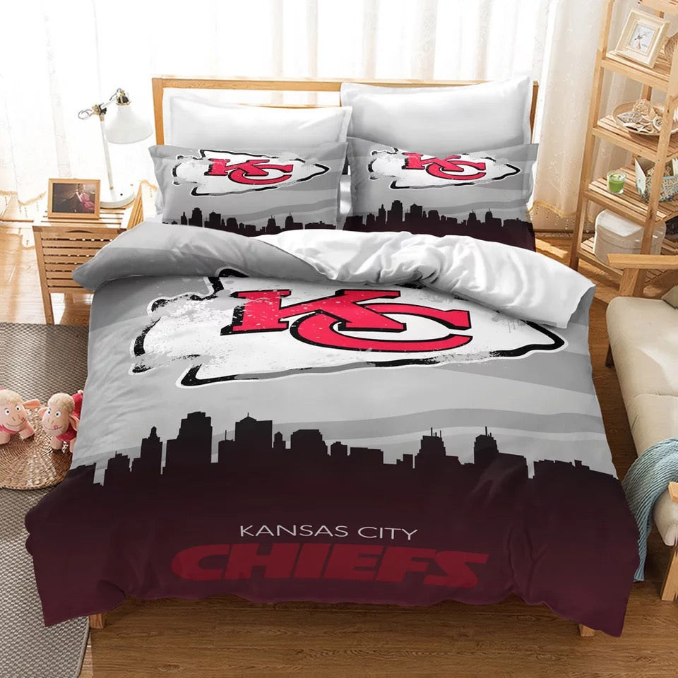 Kansas City Chiefs Football League Duvet Cover Quilt Cover Pillowcase Bedding Set Bed Linen Home Bedroom Decor
