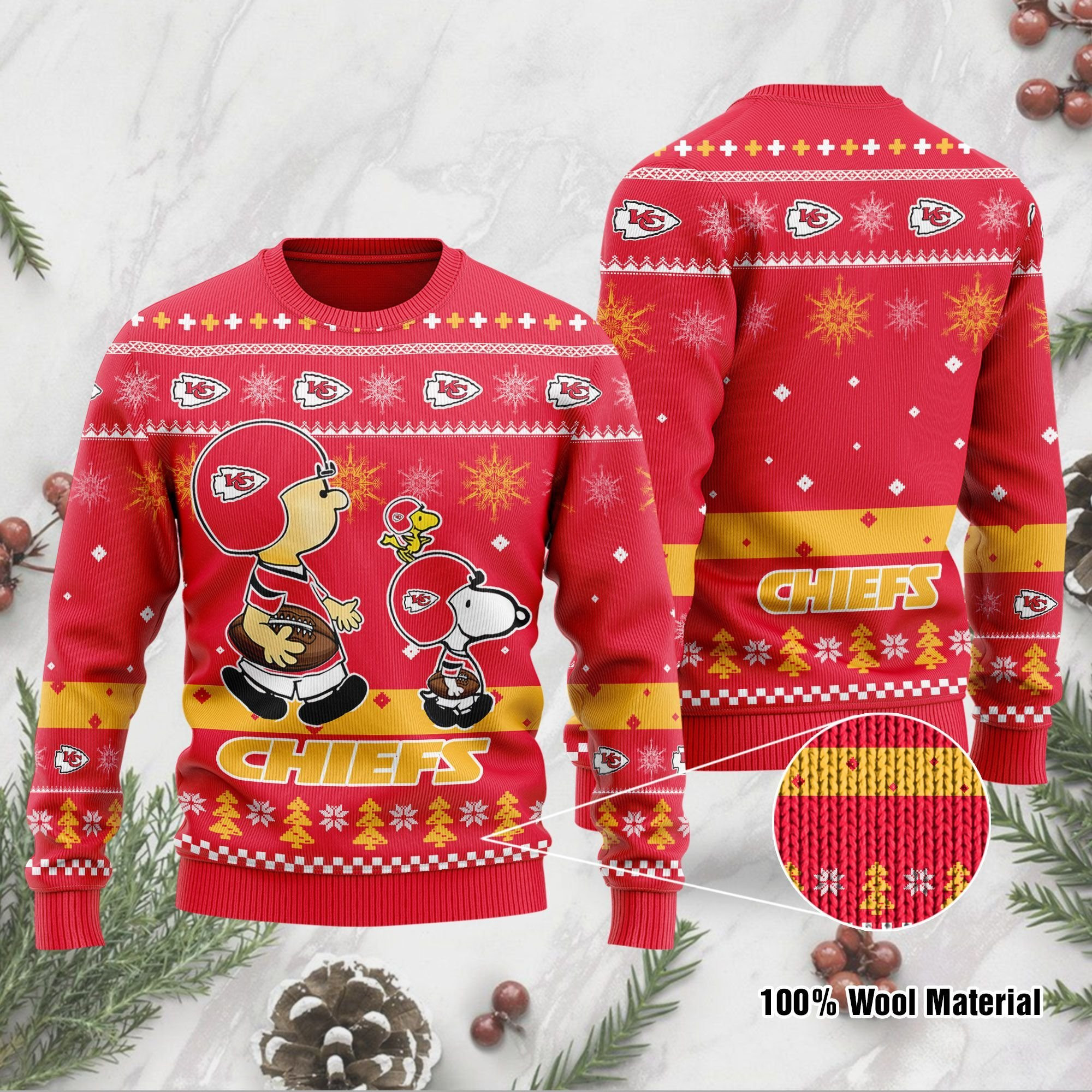 Kansas City Chiefs Funny Charlie Brown Peanuts Snoopy Ugly Christmas Sweater, Perfect Holiday Gift