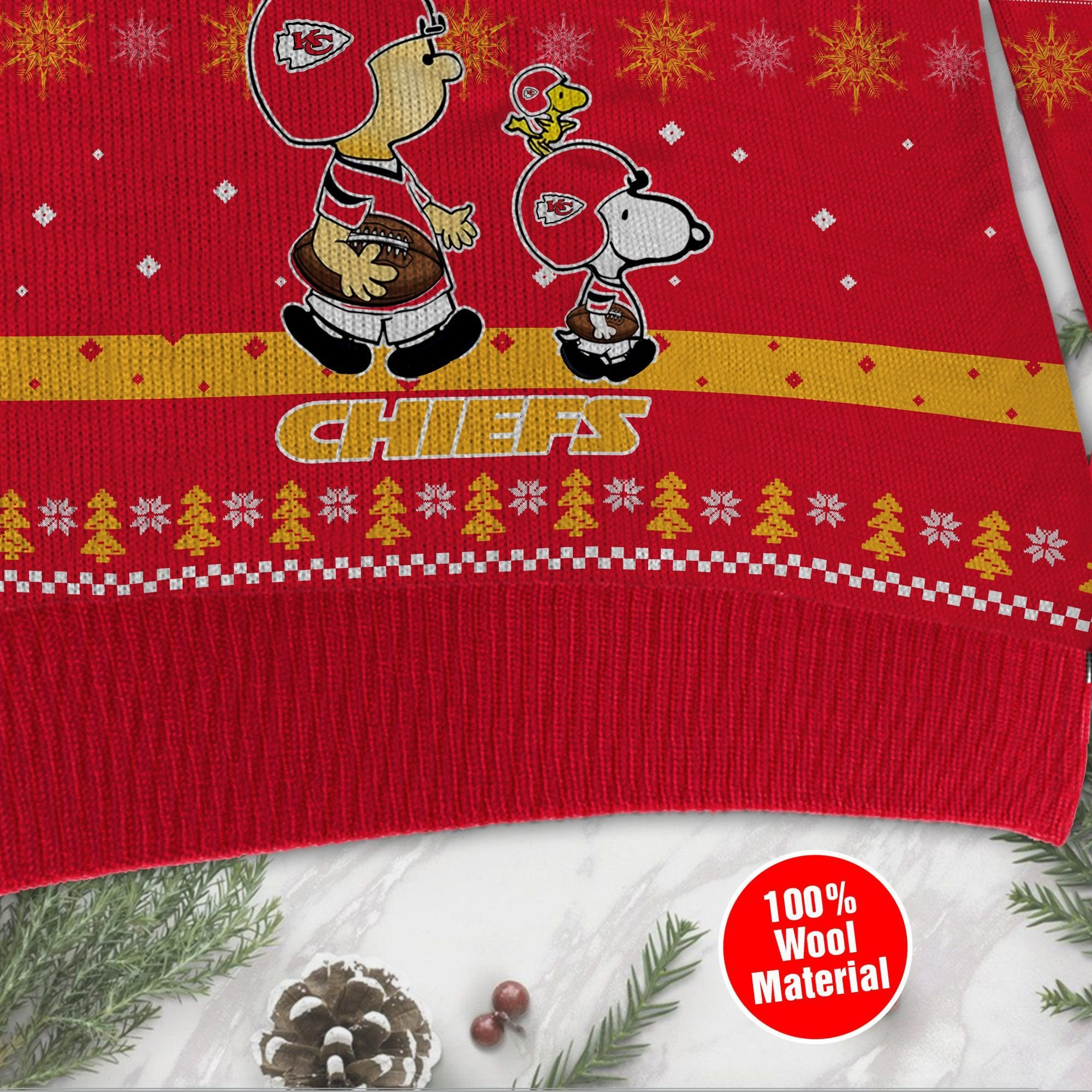 Kansas City Chiefs Funny Charlie Brown Peanuts Snoopy Ugly Christmas Sweater, Perfect Holiday Gift - Image 4