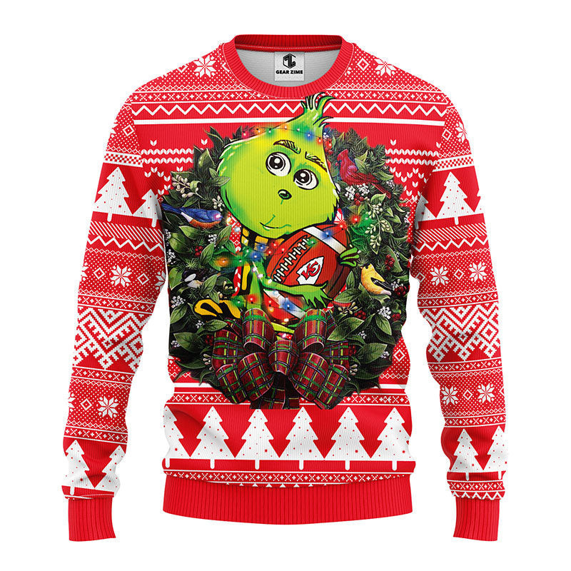 Kansas City Chiefs Grinch Hug Ugly Christmas Sweater,