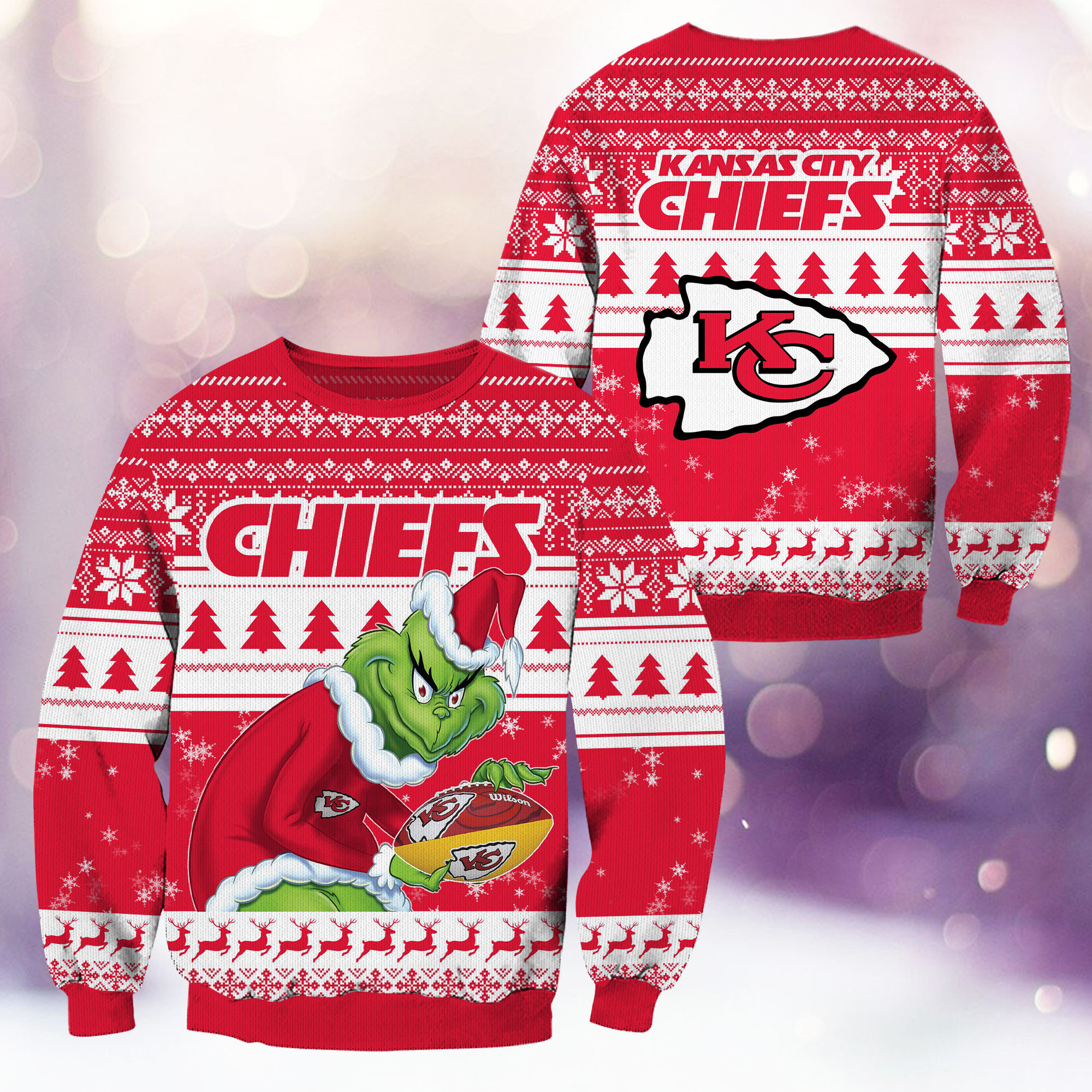 Kansas City Chiefs Grinch Ugly Christmas Sweater,