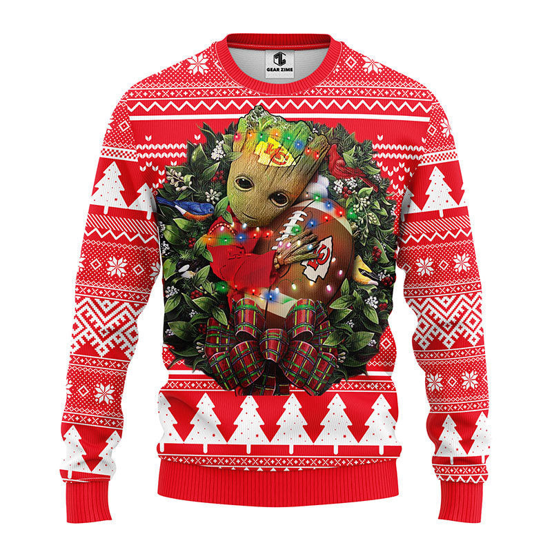 Kansas City Chiefs Groot Hug Ugly Christmas Sweater,