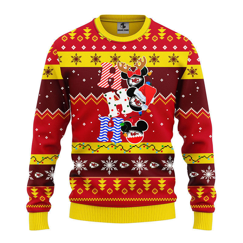 Kansas City Chiefs HoHoHo Mickey Ugly Christmas Sweater,