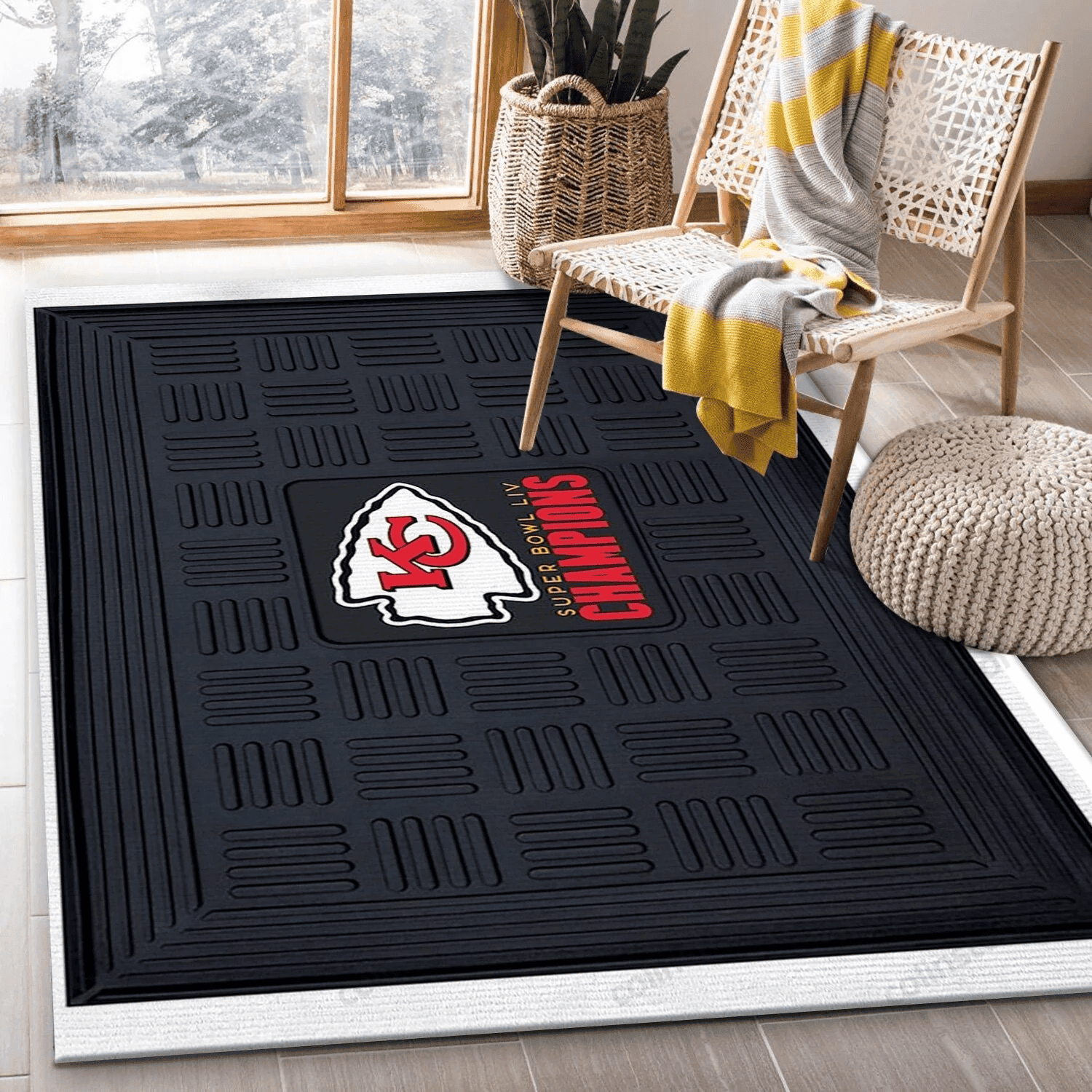 Kansas City Chiefs Liv Team Logos Rectangle Area Rug – Full Print Carpet For Living Room & Bedroom Home Decor