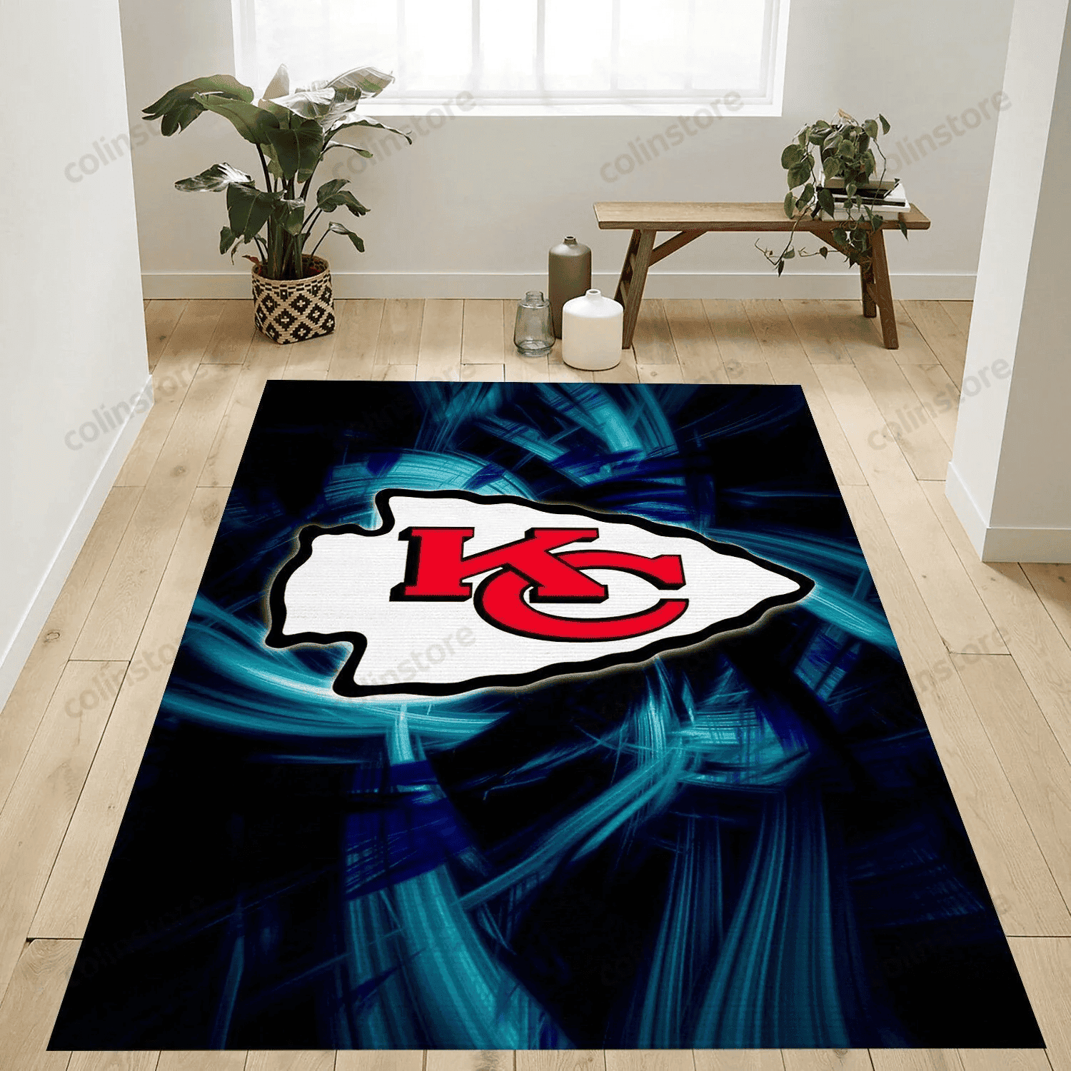 Kansas City Chiefs Logo Rectangle Area Rug – Full Print Carpet For Living Room & Bedroom Home Decor