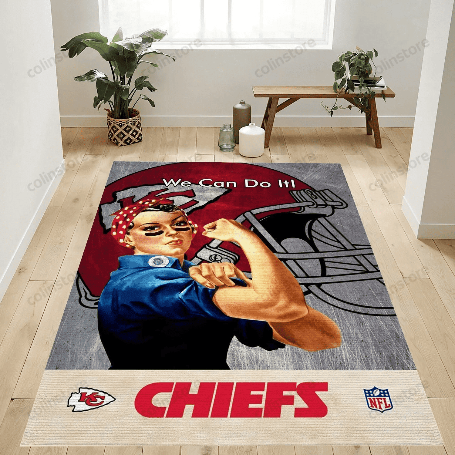Kansas City Chiefs Logo Rectangle Area Rug – Full Print Carpet For Living Room & Bedroom Home Decor