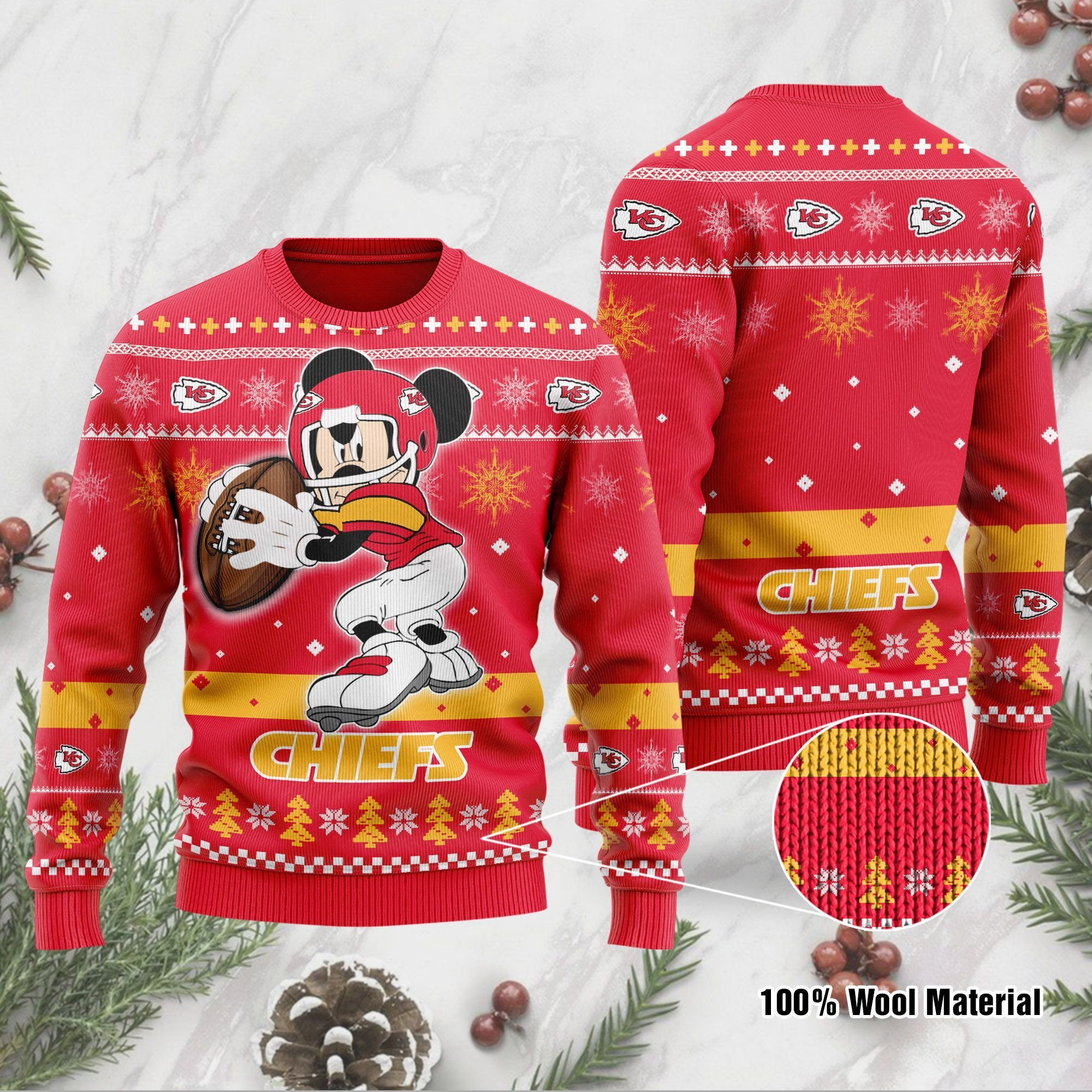 Kansas City Chiefs Mickey Mouse Funny Ugly Christmas Sweater, Perfect Holiday Gift