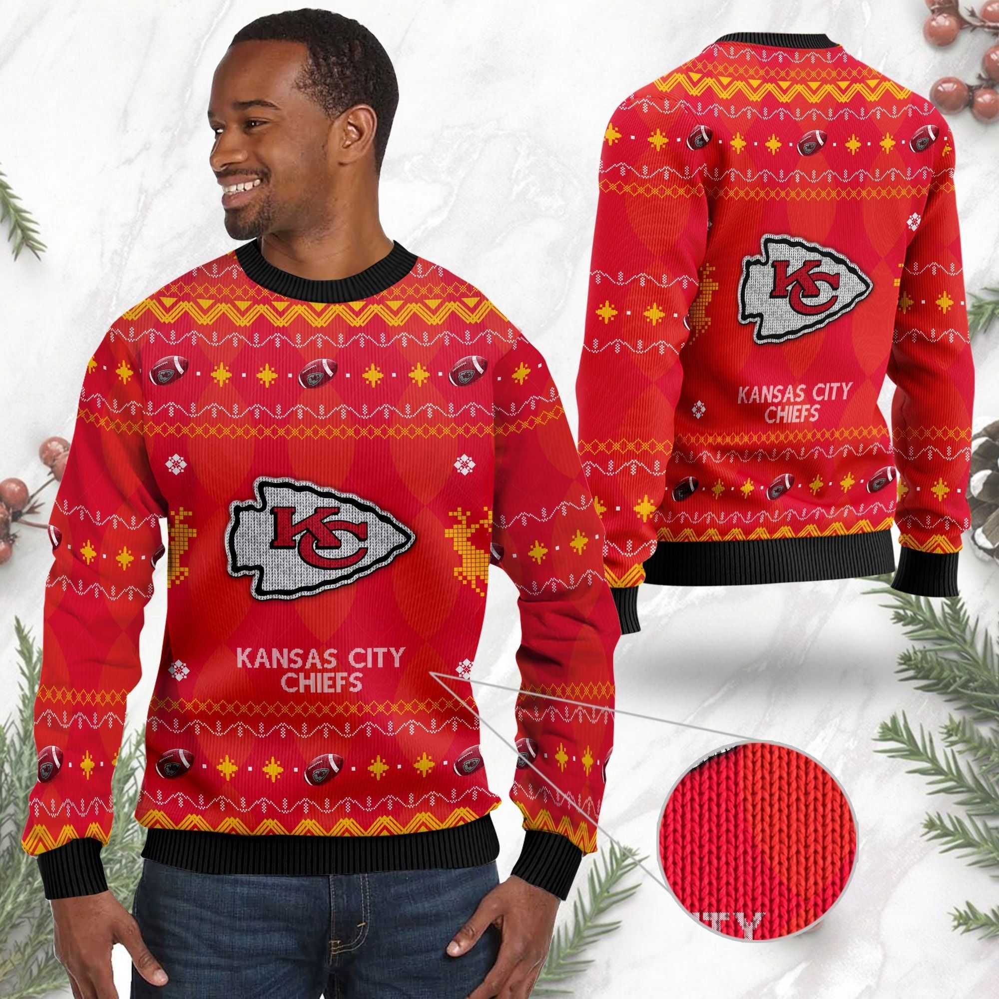 Kansas City Chiefs NFL American Football Black Ugly Christmas Sweater