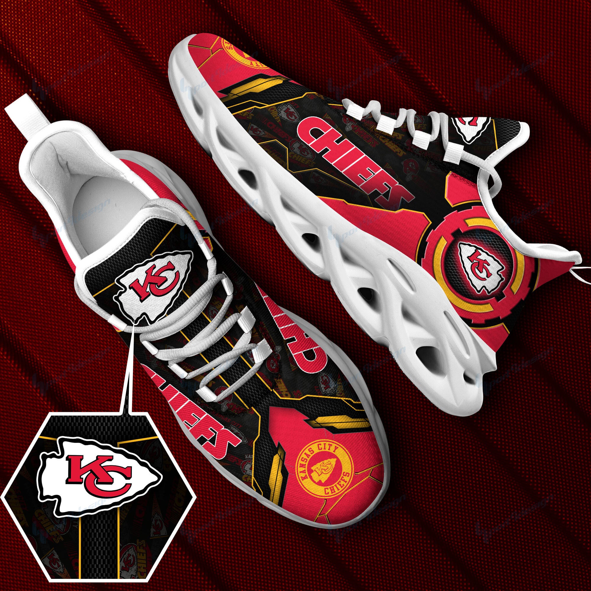 Kansas City Chiefs NFL Max Soul Shoes Sneakers for Men And Women – NFL Football Fan Shoes, Team Sneakers