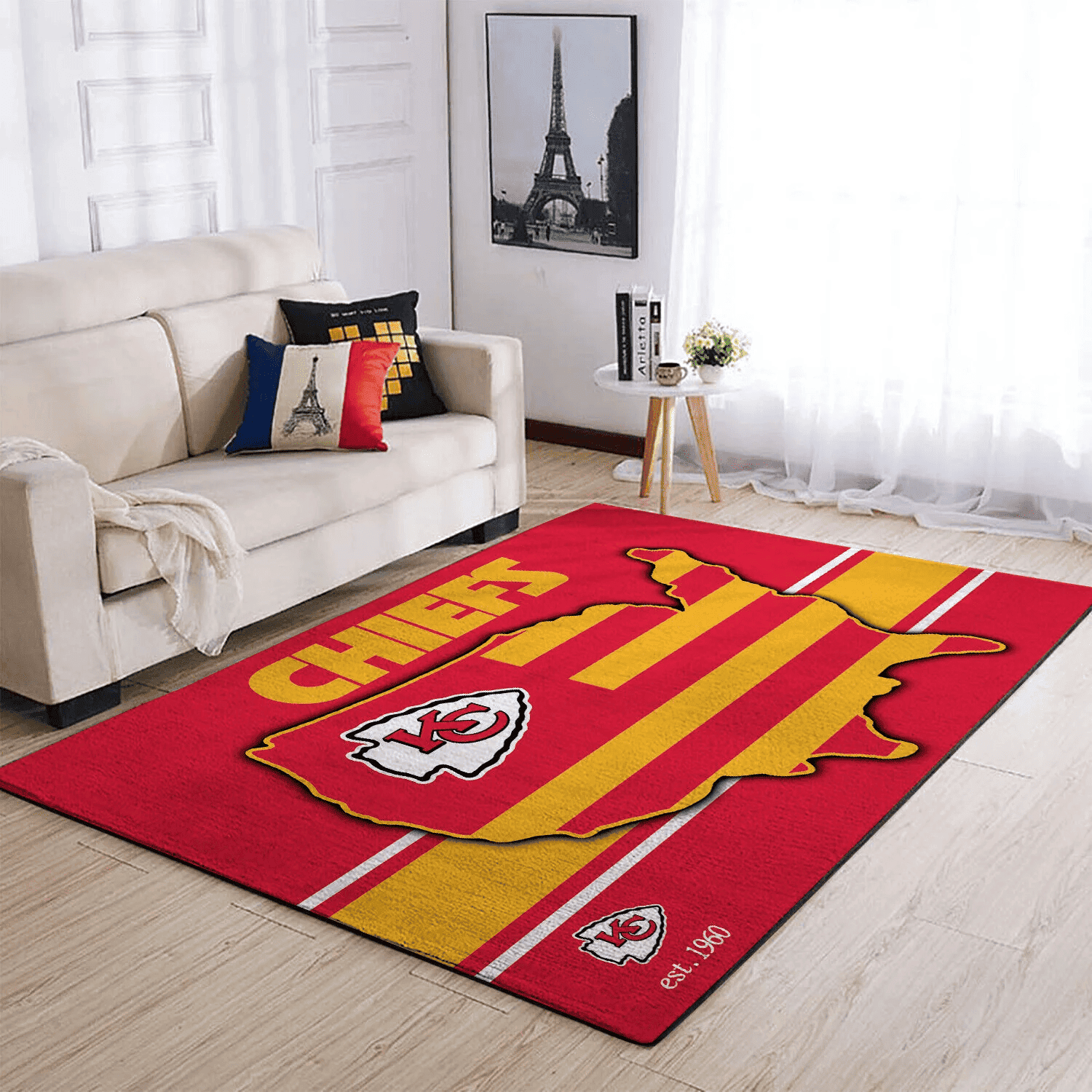 Kansas City Chiefs Non-slip Rectangle Area Rug – Full Print Carpet For Living Room & Bedroom Home Decor