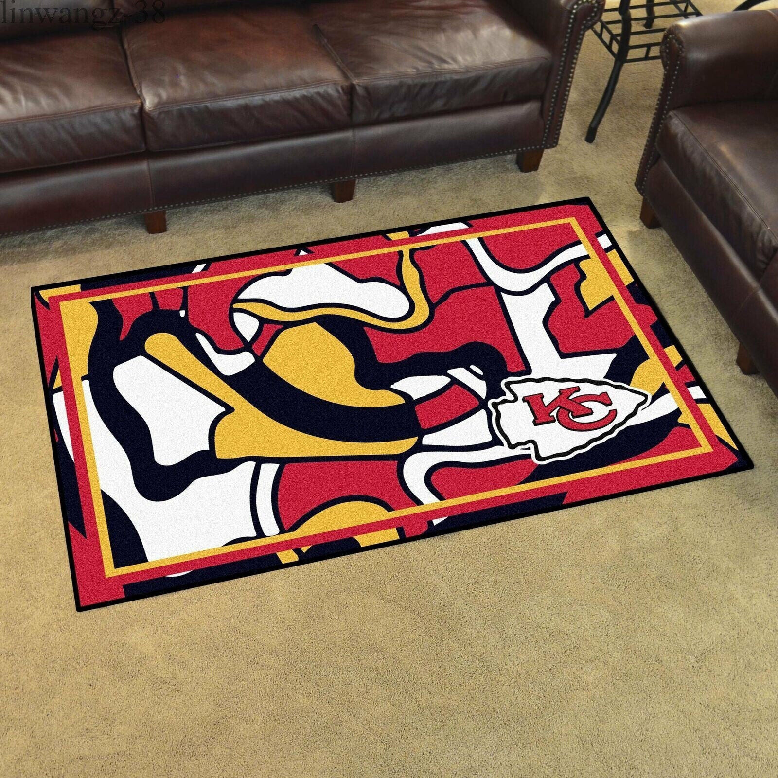 Kansas City Chiefs Non-slip Rectangle Area Rug – Full Print Carpet For Living Room & Bedroom Home Decor