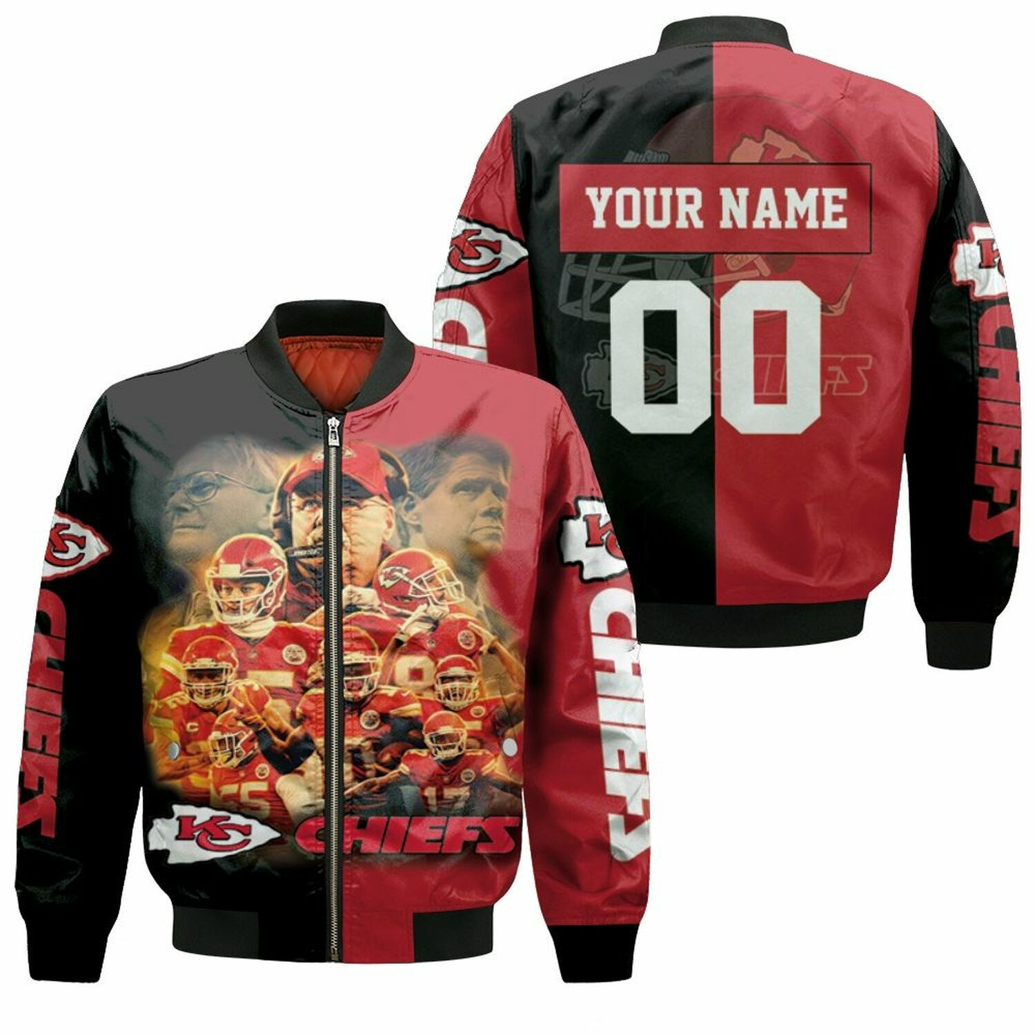 Kansas City Chiefs Personalized Name Number Red Black 2022 - 2023 Super Bowl Champion Bomber Jacket | NFL Team Jacket for Men & Women