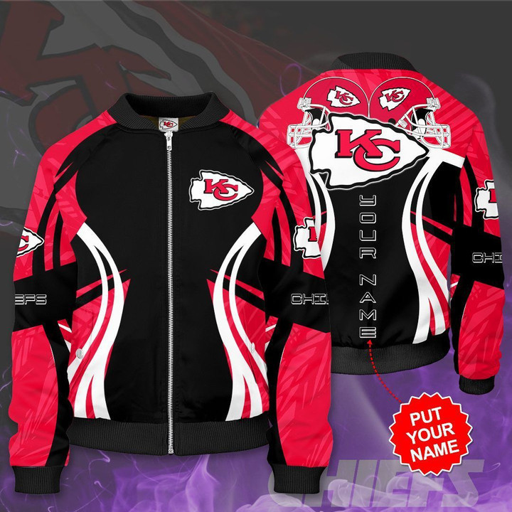 Kansas City Chiefs Personalized Red Black Bomber Jacket | NFL Team Jacket for Men & Women | Football Fan Gift