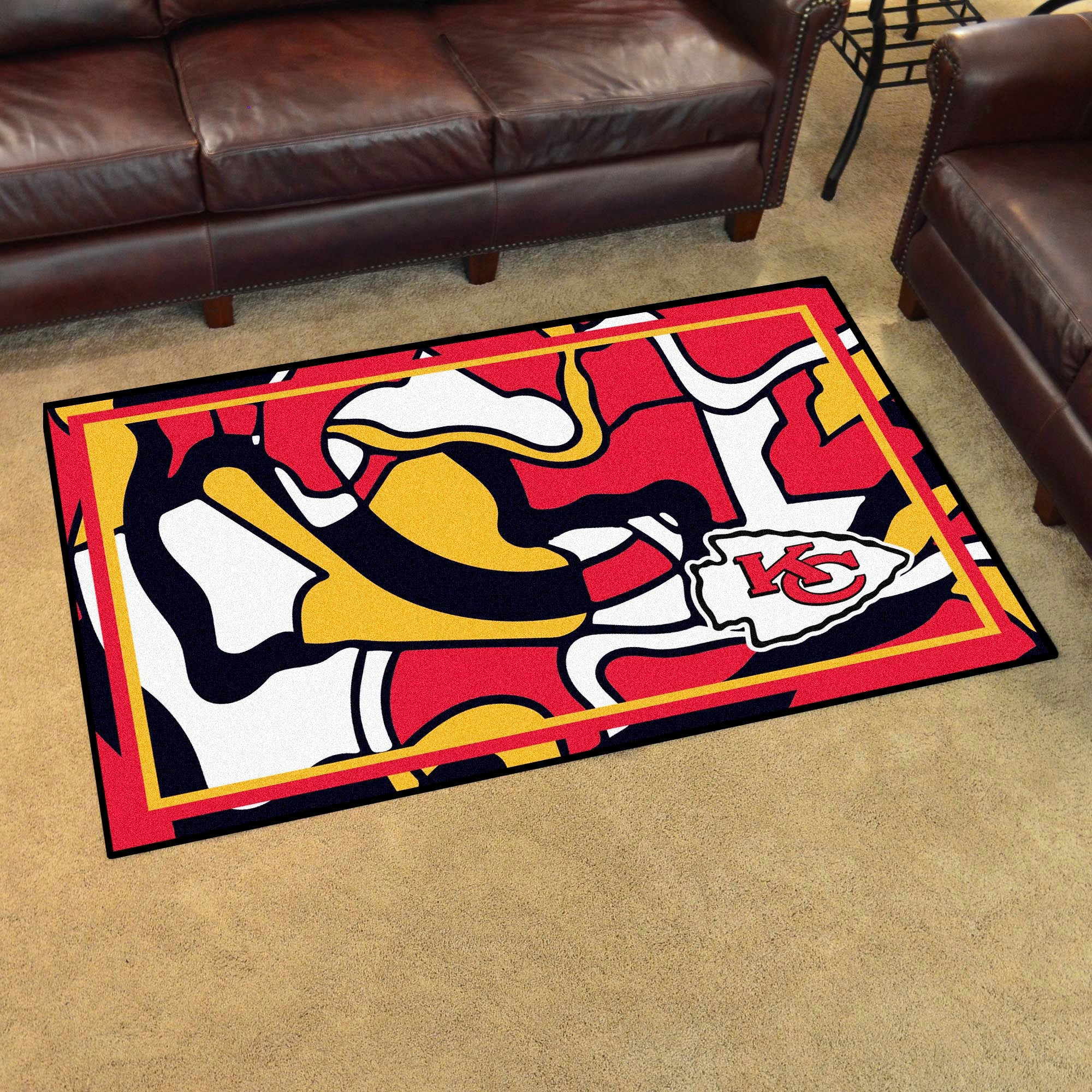 Kansas City Chiefs Plush Rectangle Area Rug – Full Print Carpet For Living Room & Bedroom Home Decor