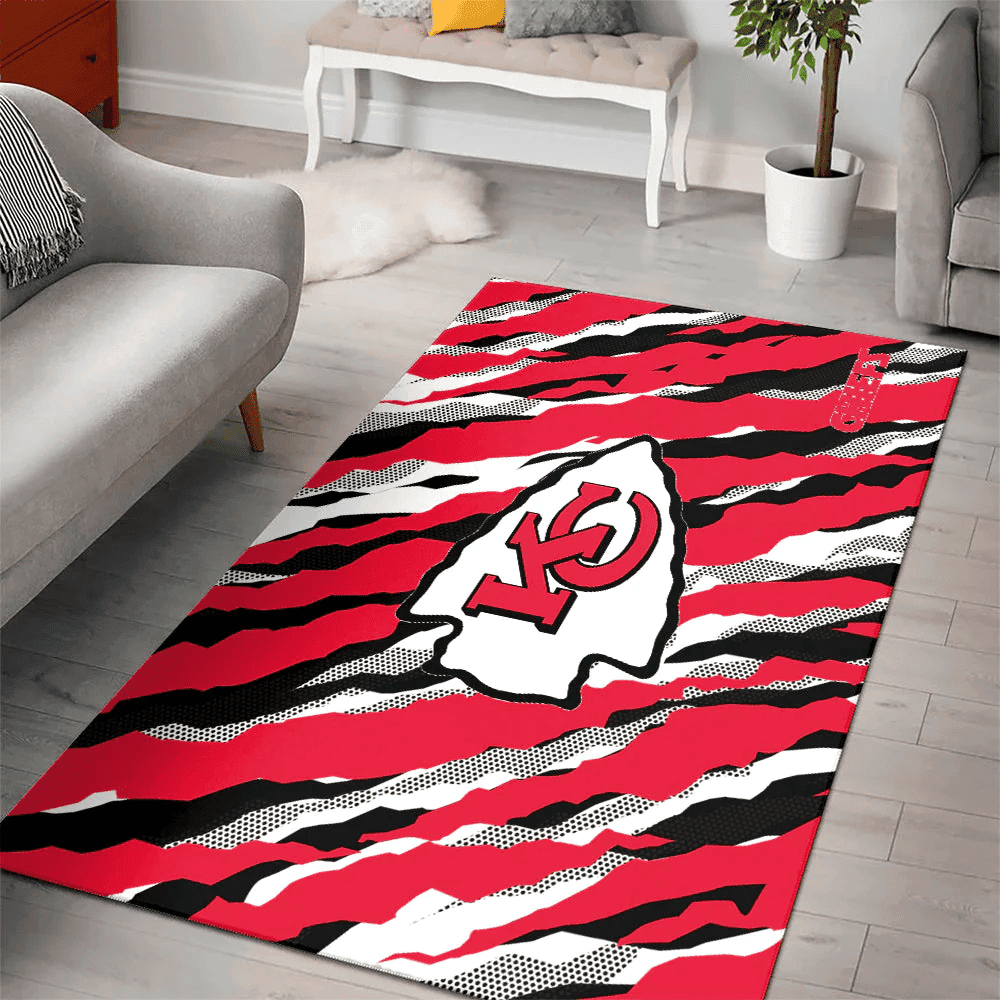 Kansas City Chiefs Rectangle Area Rug – Full Print Carpet For Living Room & Bedroom Home Decor