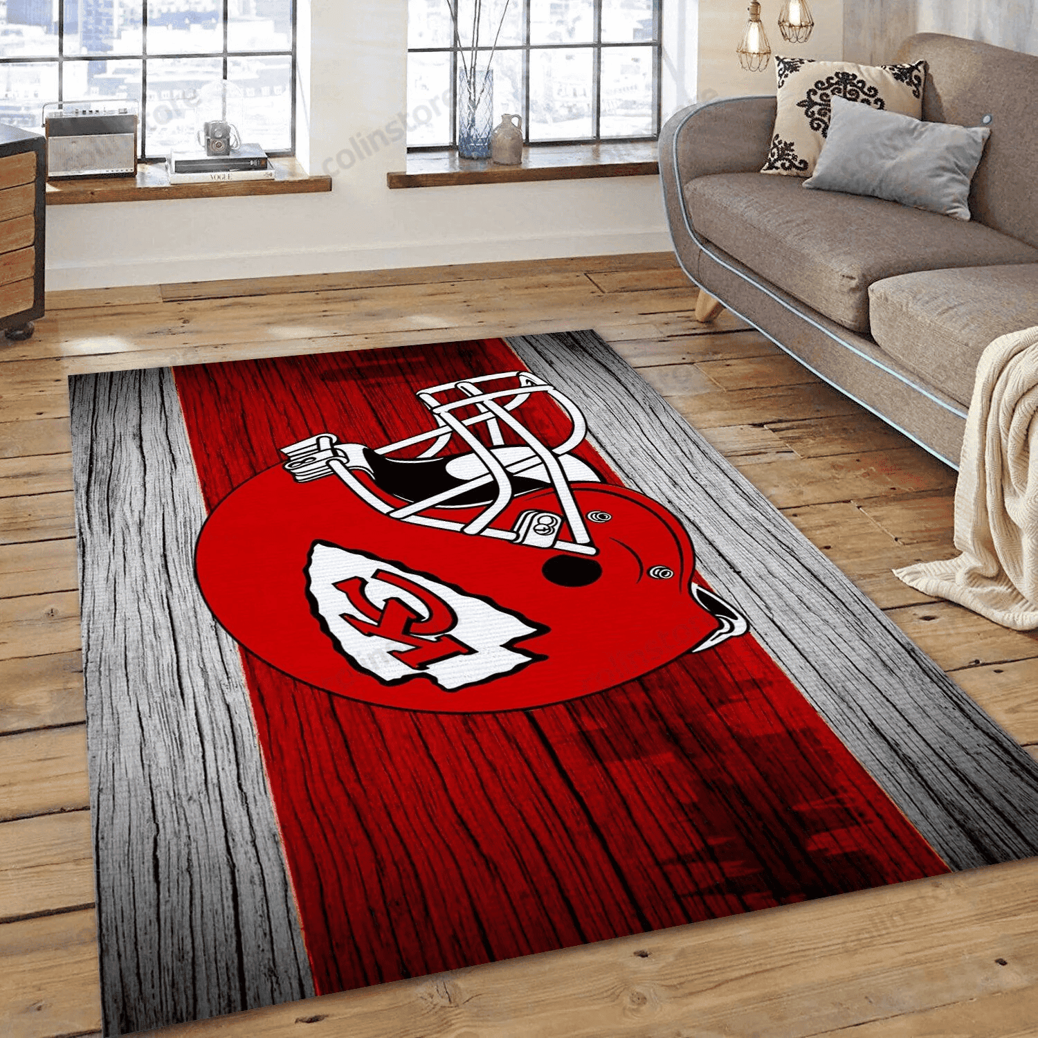 Kansas City Chiefs Rectangle Area Rug – Full Print Carpet For Living Room & Bedroom Home Decor