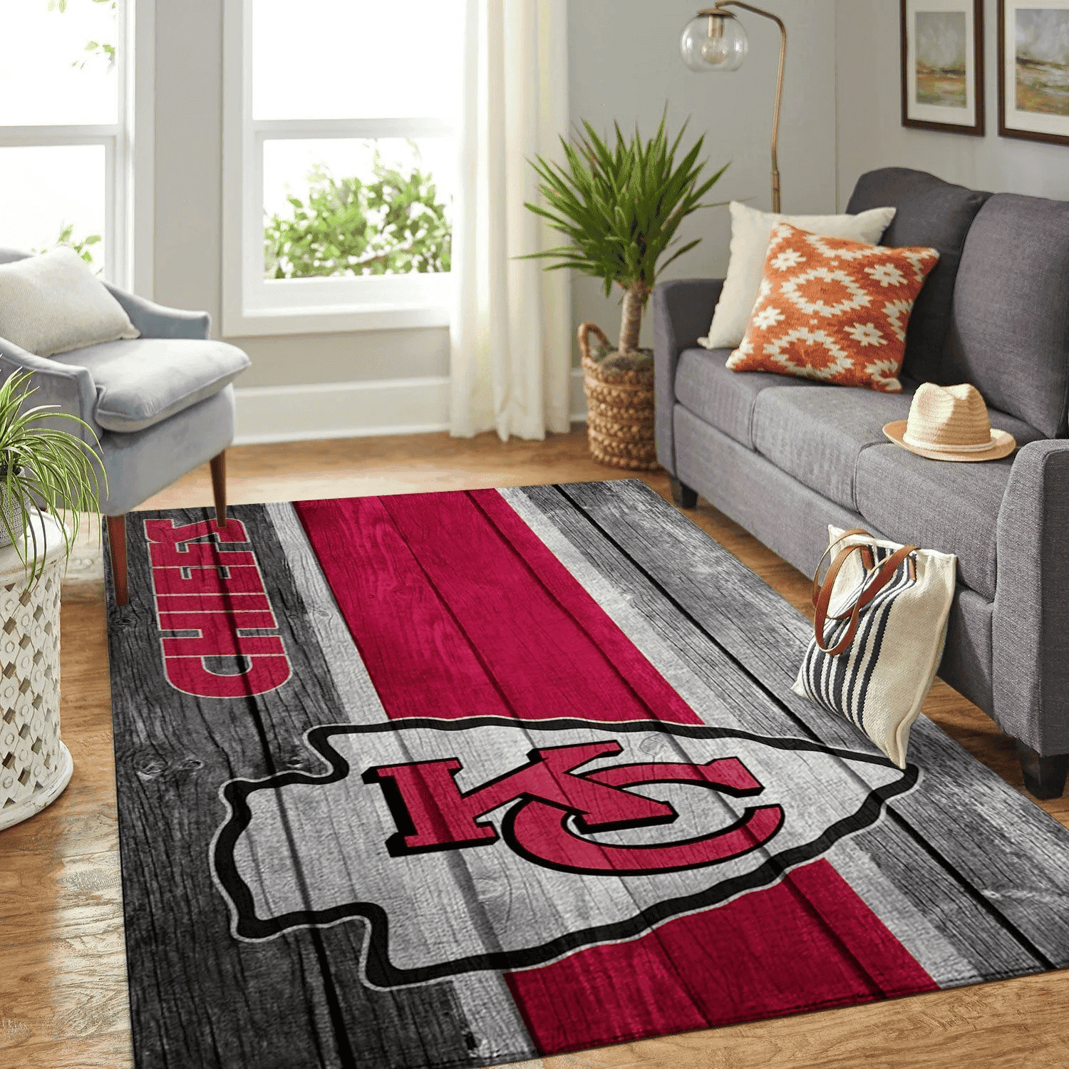 Kansas City Chiefs Rectangle Area Rug – Full Print Carpet For Living Room & Bedroom Home Decor