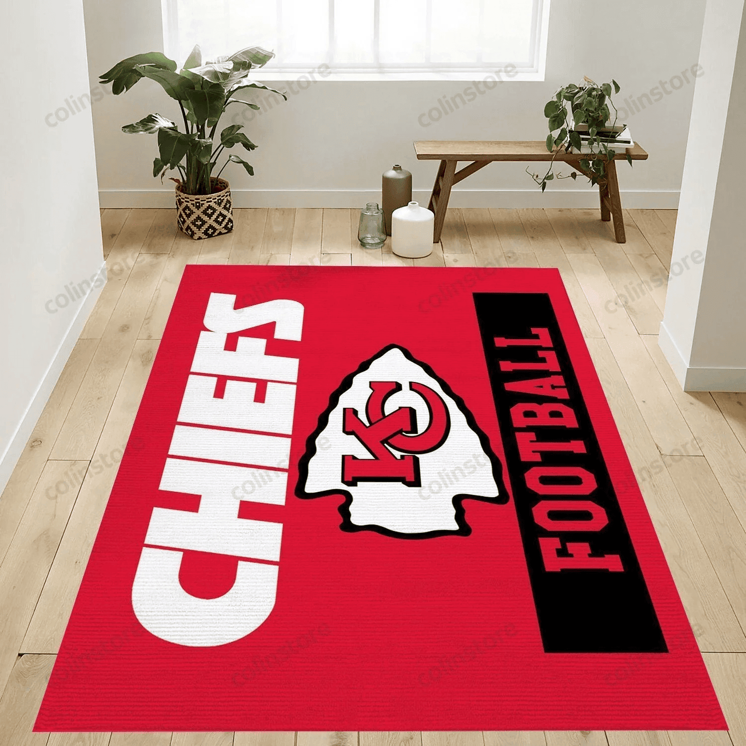 Kansas City Chiefs Rectangle Area Rug – Full Print Carpet For Living Room & Bedroom Home Decor