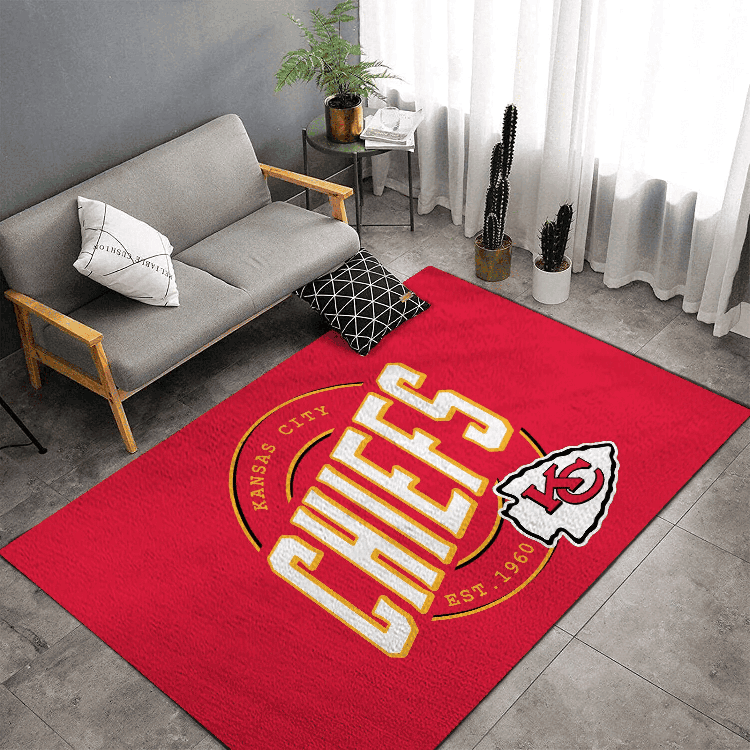 Kansas City Chiefs Rectangle Area Rug – Full Print Carpet For Living Room & Bedroom Home Decor