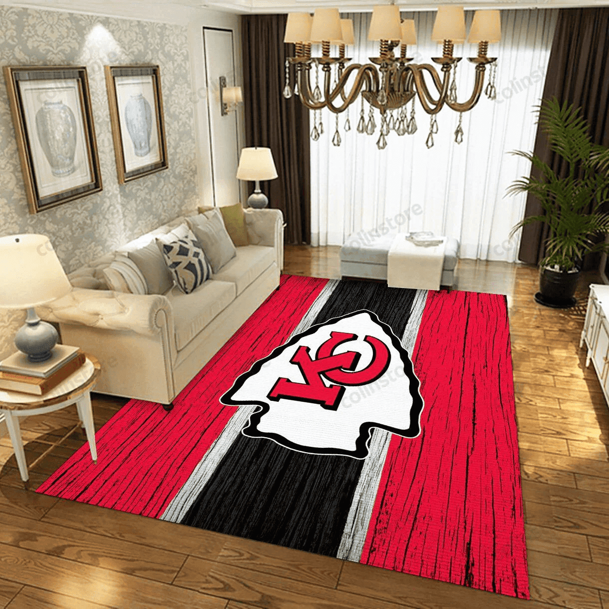 Kansas City Chiefs Rectangle Area Rug – Full Print Carpet For Living Room & Bedroom Home Decor