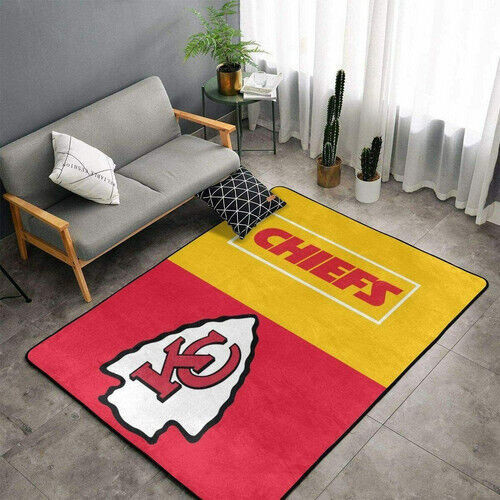Kansas City Chiefs Rectangle Area Rug – Full Print Carpet For Living Room & Bedroom Home Decor