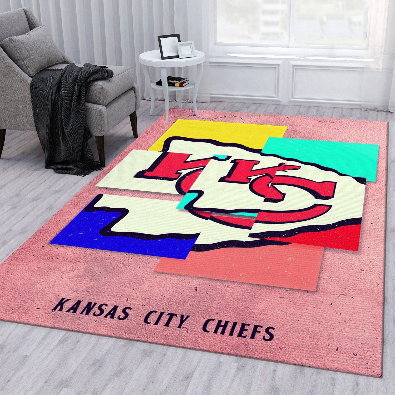 Kansas City Chiefs Rectangle Area Rug – Full Print Carpet For Living Room & Bedroom Home Decor