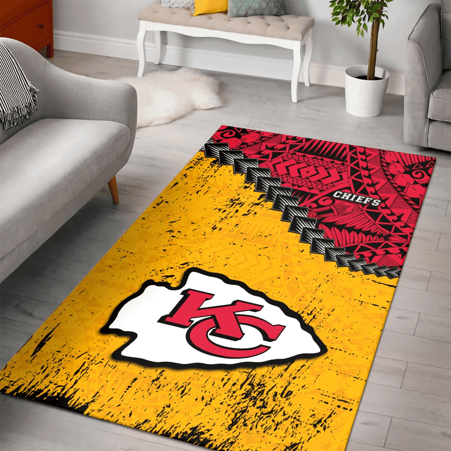 Kansas City Chiefs Rectangle Area Rug – Full Print Carpet For Living Room & Bedroom Home Decor
