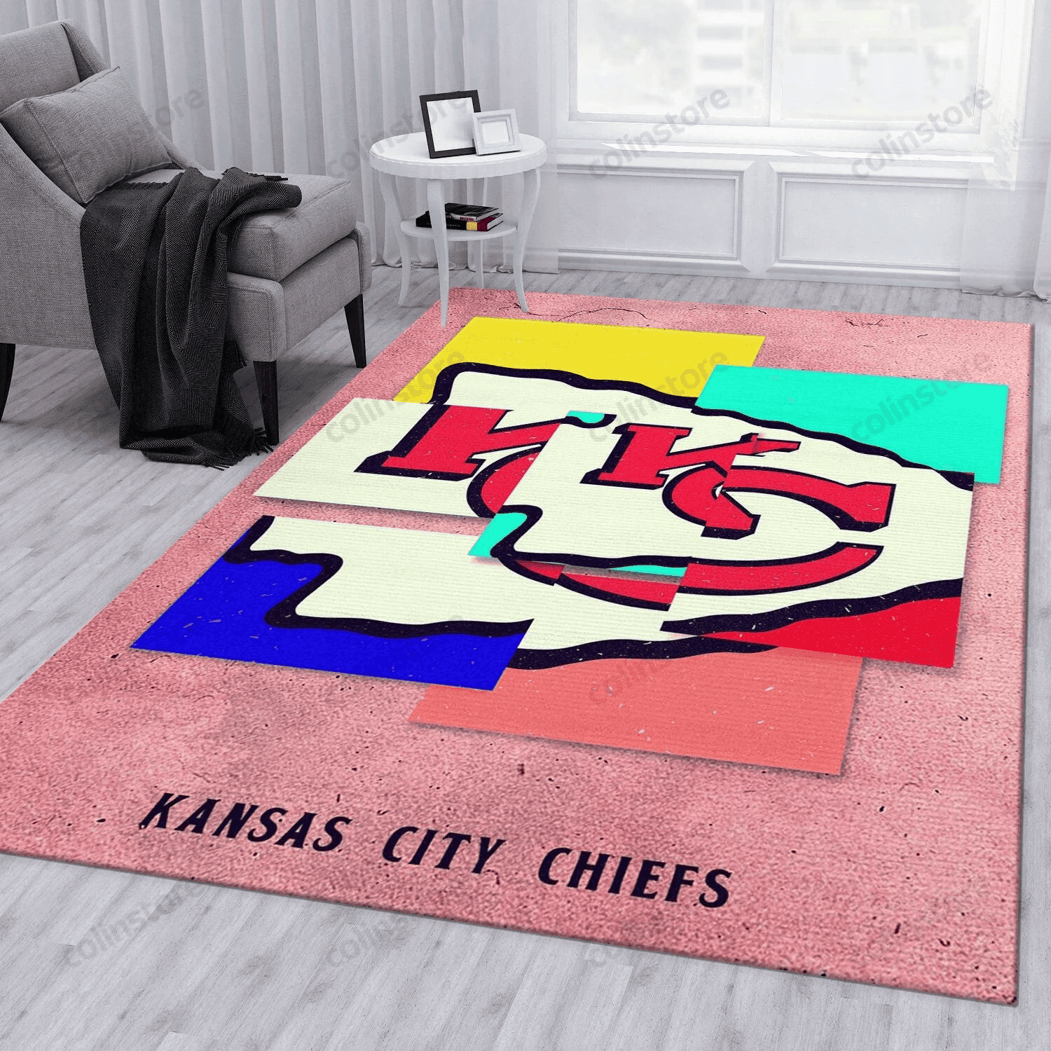 Kansas City Chiefs Rectangle Area Rug – Full Print Carpet For Living Room & Bedroom Home Decor