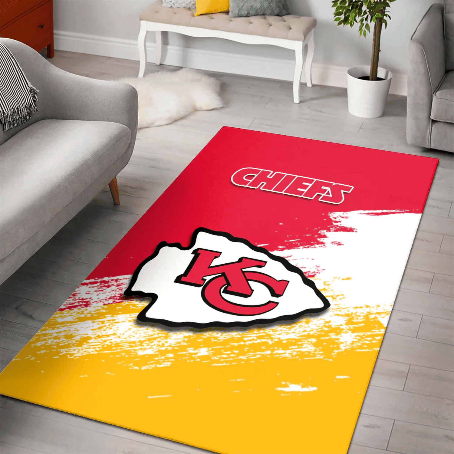 Kansas City Chiefs Rectangle Area Rug – Full Print Carpet For Living Room & Bedroom Home Decor