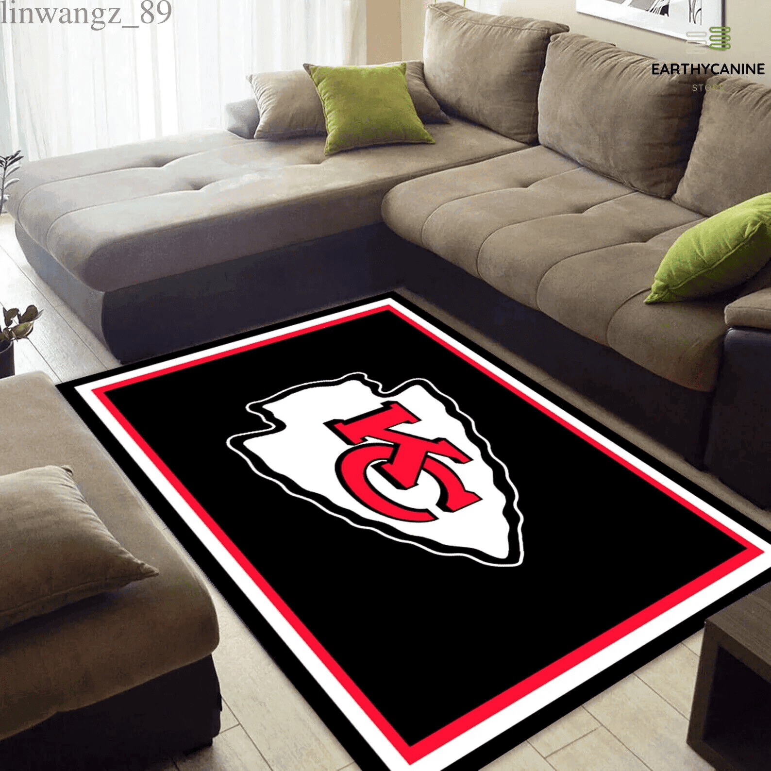 Kansas City Chiefs Rectangle Area Rug – Full Print Carpet For Living Room & Bedroom Home Decor