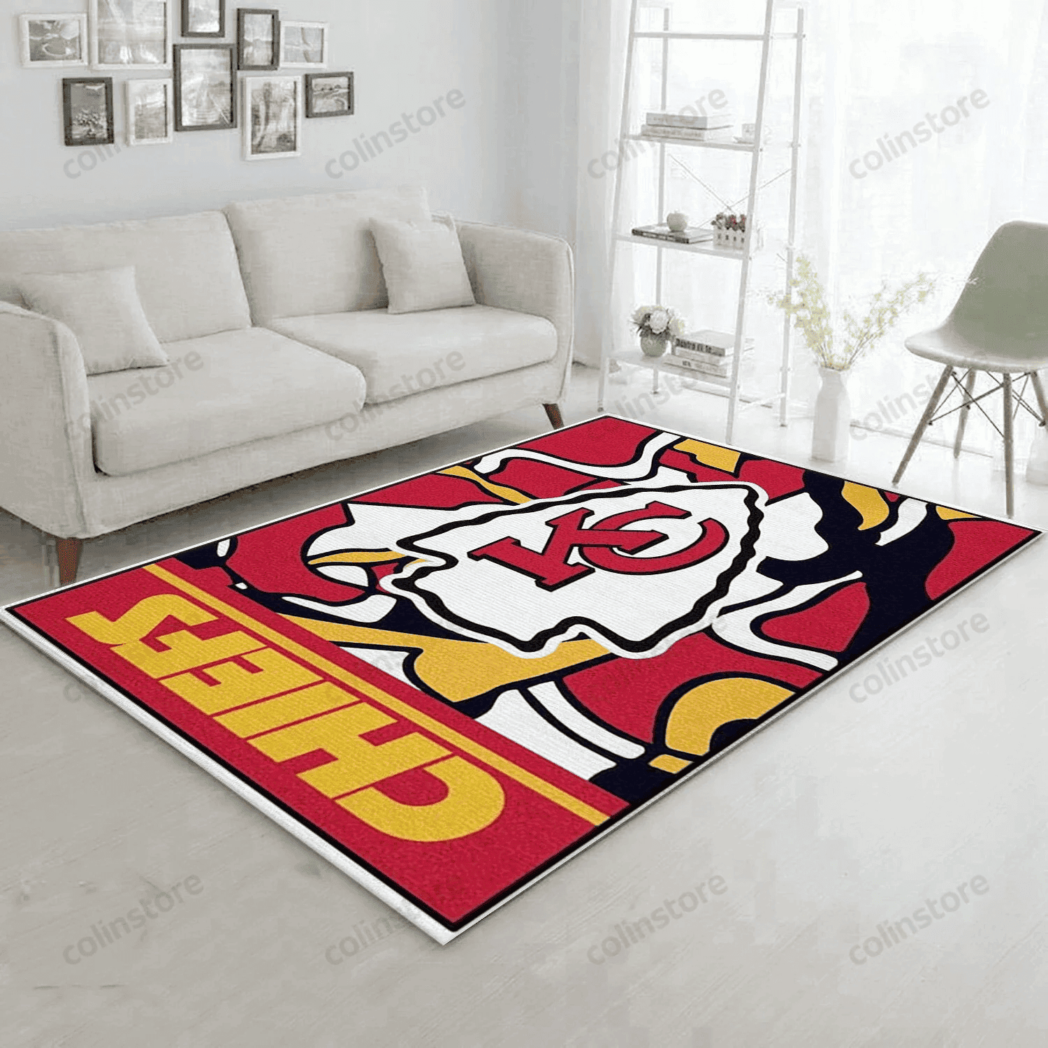 Kansas City Chiefs Rectangle Area Rug – Full Print Carpet For Living Room & Bedroom Home Decor