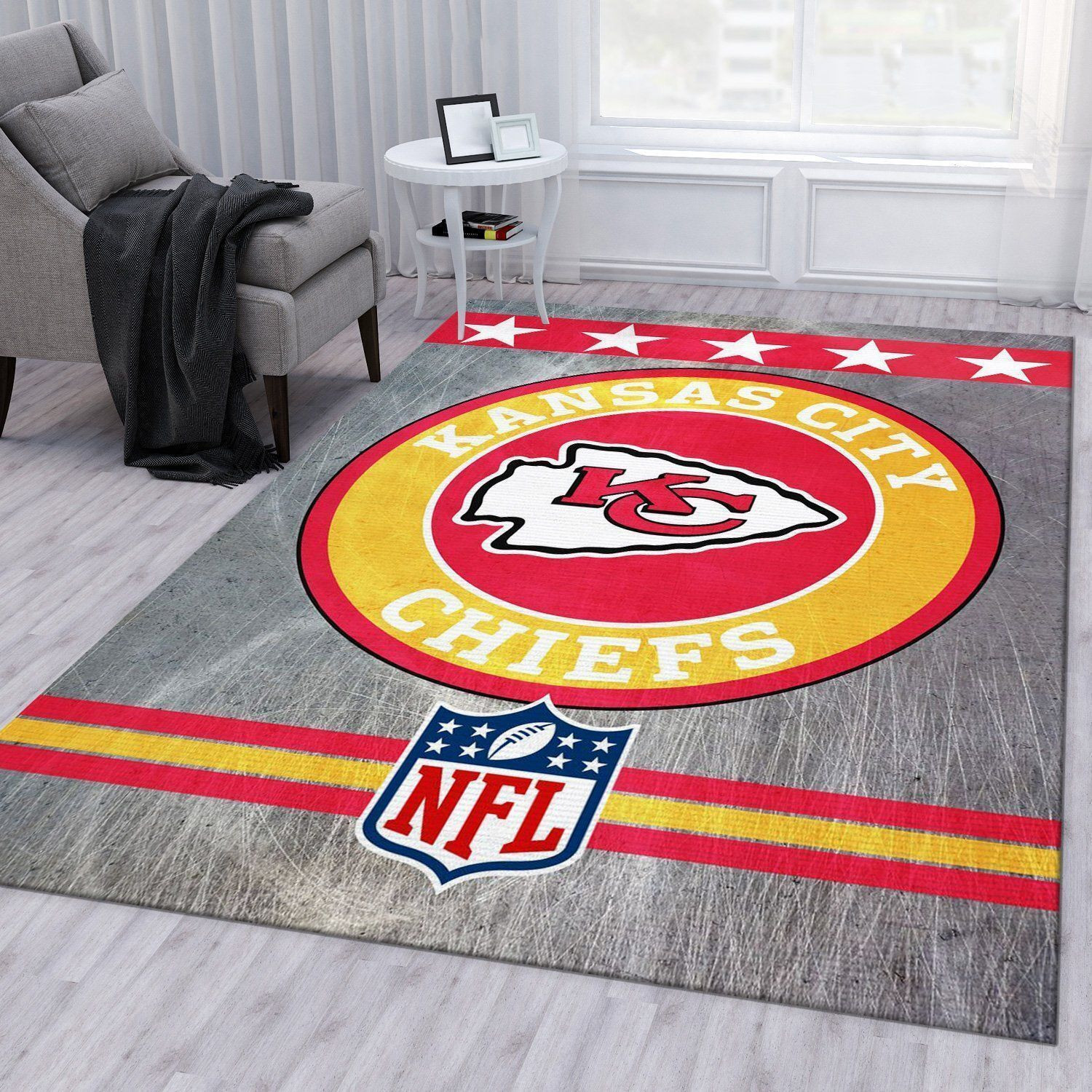 Kansas City Chiefs Rectangle Area Rug – Full Print Carpet For Living Room & Bedroom Home Decor