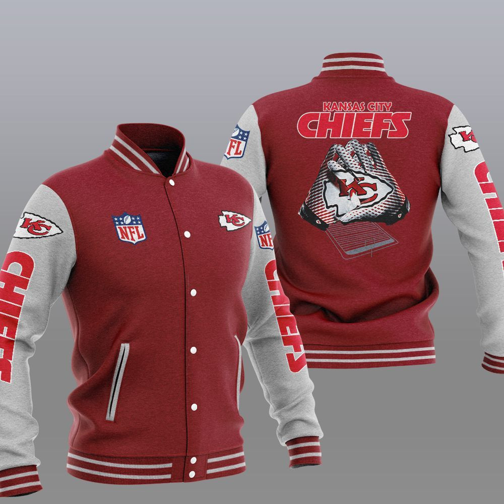 Kansas City Chiefs Red Grey Varsity Baseball Jacket for Men & Women | NFL Team Fan Gift
