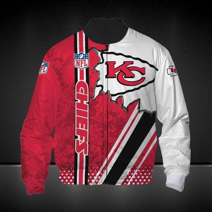 Kansas City Chiefs Red White Bomber Jacket | NFL Team Jacket for Men & Women | Football Fan Gift