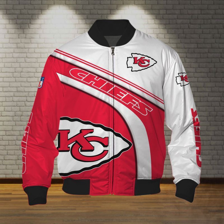 Kansas City Chiefs Red White Bomber Jacket | NFL Team Jacket for Men & Women | Football Fan Gift