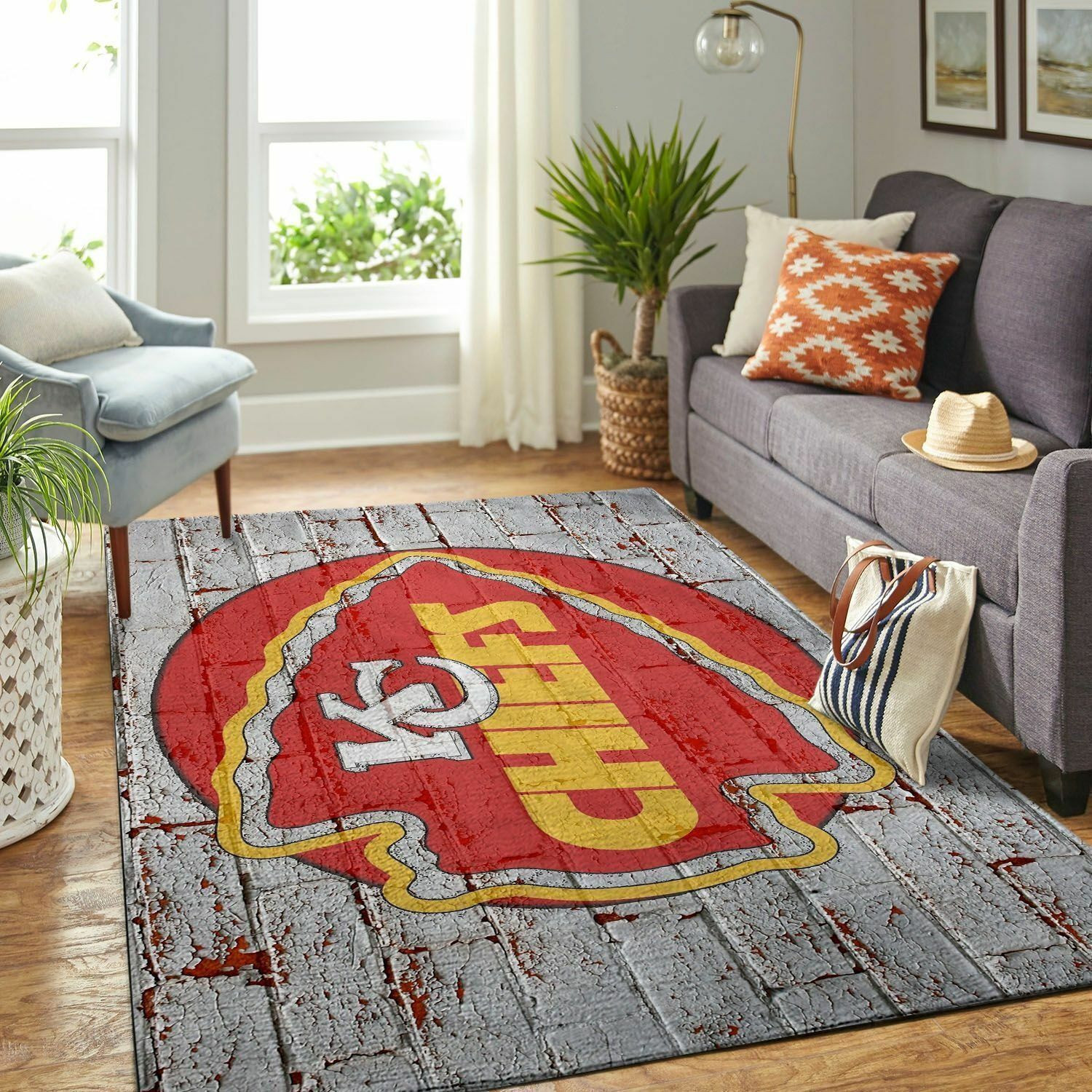 Kansas City Chiefs Rug Anti-skid Rectangle Area Rug – Full Print Carpet For Living Room & Bedroom Home Decor