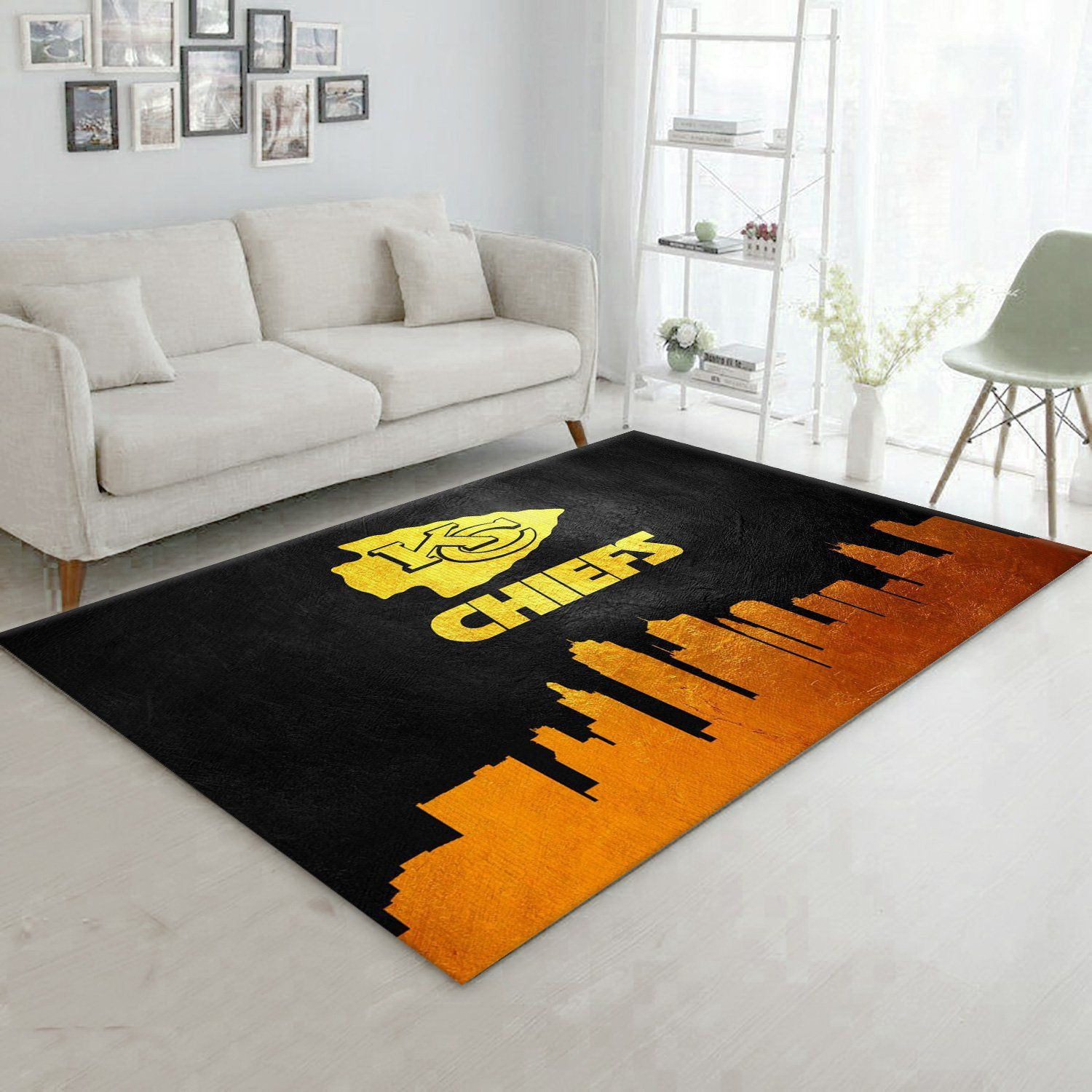 Kansas City Chiefs Skyline Rectangle Area Rug – Full Print Carpet For Living Room & Bedroom Home Decor