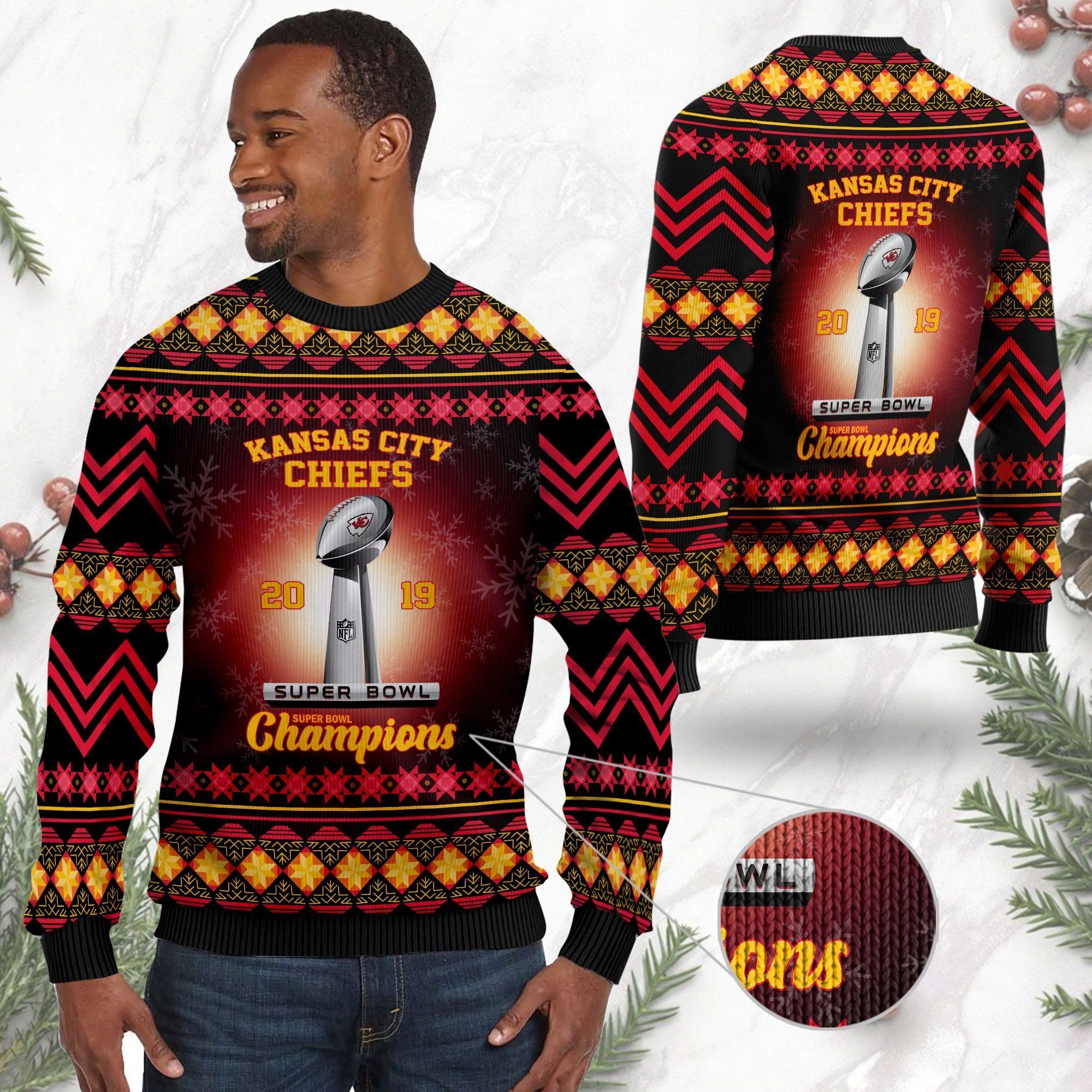 Kansas City Chiefs Super Bowl Champions NFL Cup Ugly Christmas Sweater