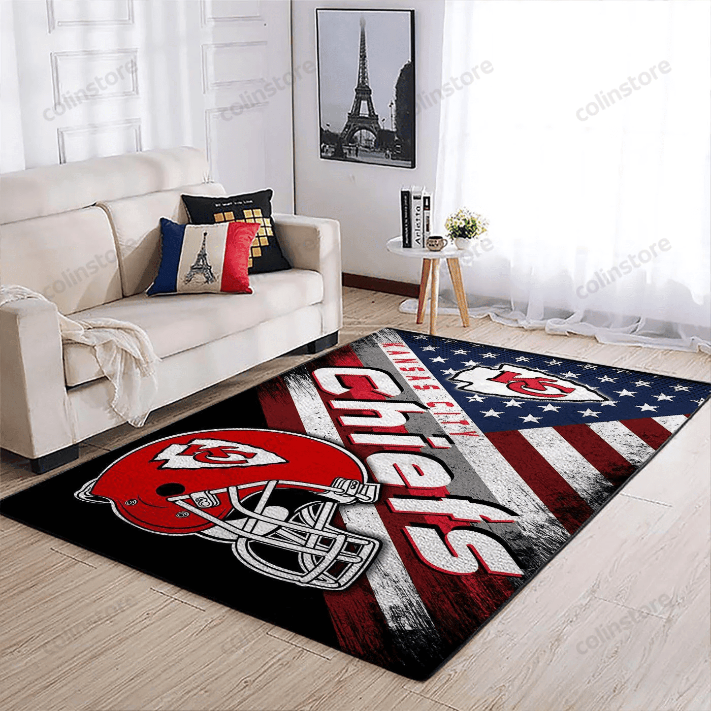 Kansas City Chiefs Team Logo American Rectangle Area Rug – Full Print Carpet For Living Room & Bedroom Home Decor