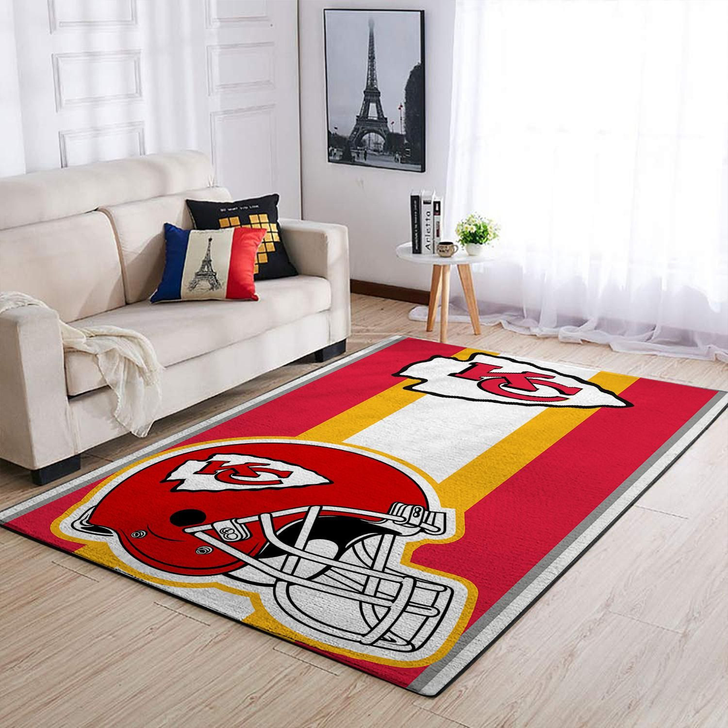 Kansas City Chiefs Team Logo Helmet Nice Gift Rectangle Area Rug – Full Print Carpet For Living Room & Bedroom Home Decor