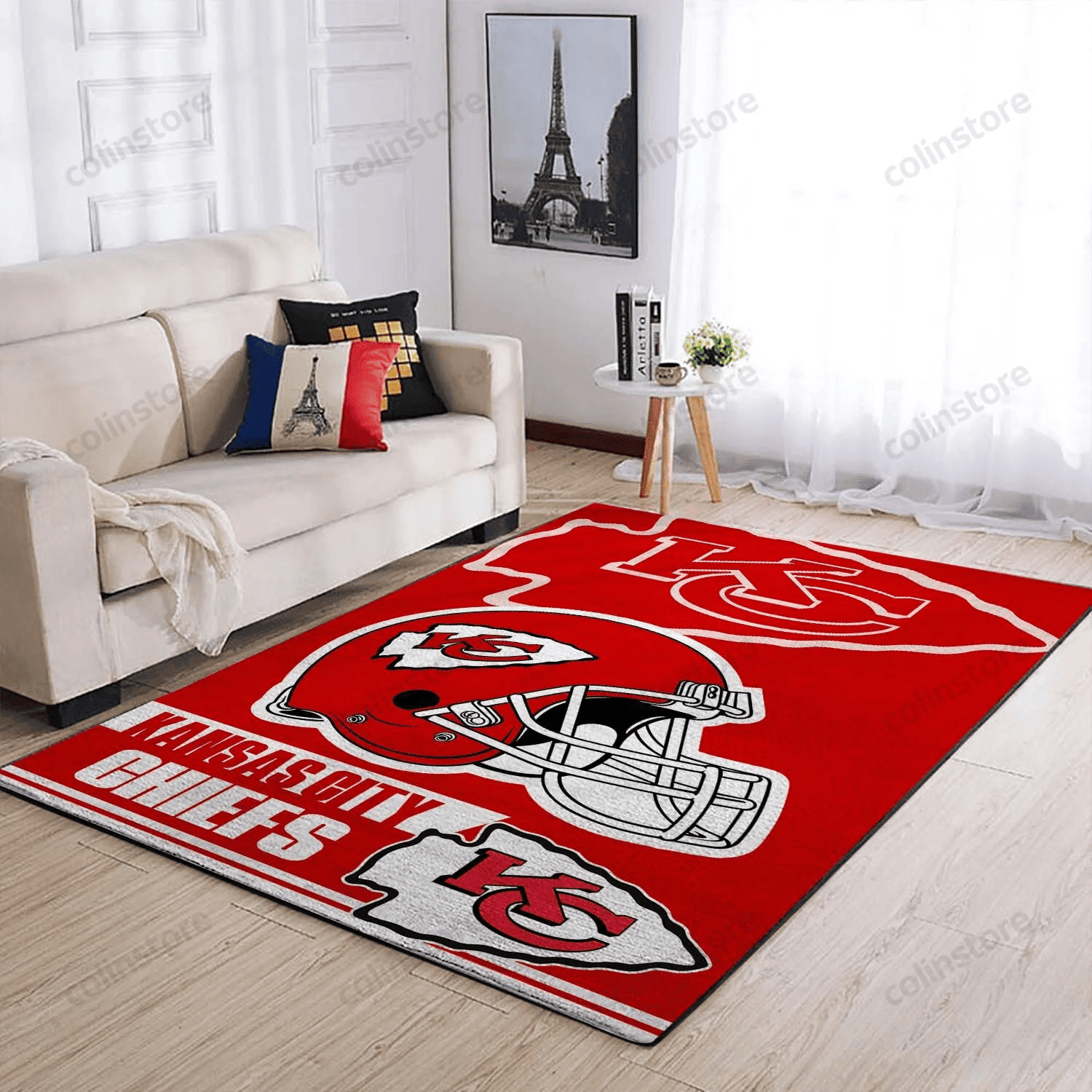 Kansas City Chiefs Team Logo Helmet Nice Gift Rectangle Area Rug – Full Print Carpet For Living Room & Bedroom Home Decor